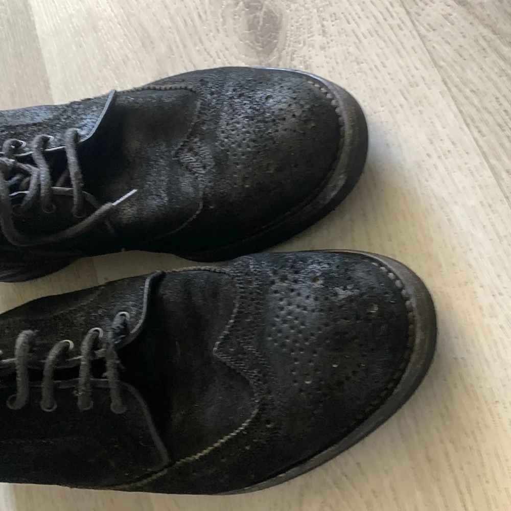 Antonio Maurizi lace-ups booties suede wingtip made in Italy black‎ distressed